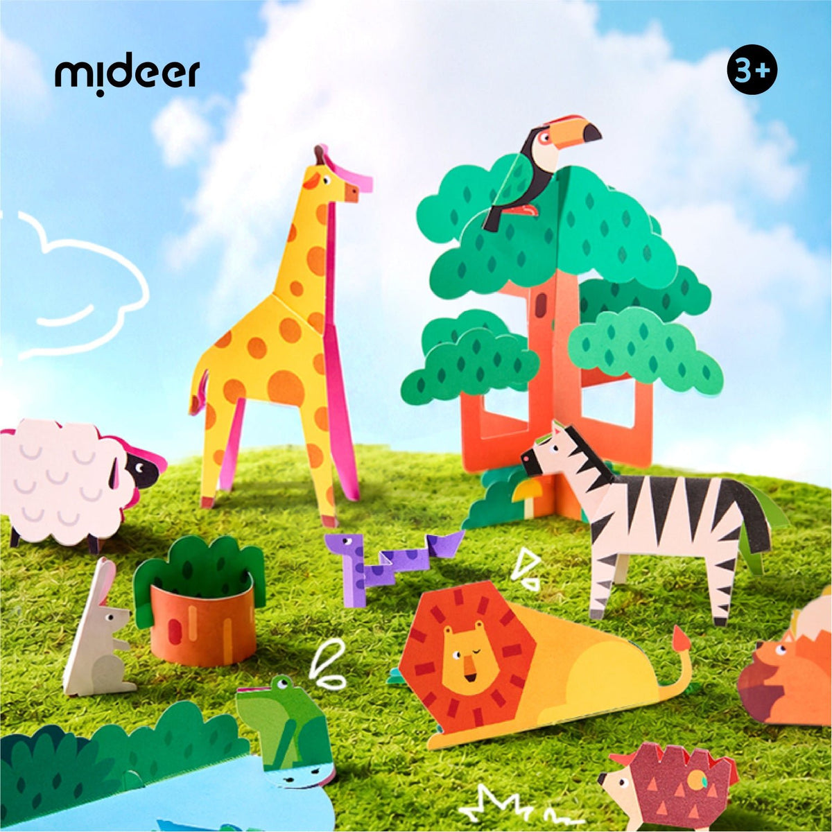 Mideer 3D Paper Craft Forest Animals - 36 Pieces - Marah Kids
