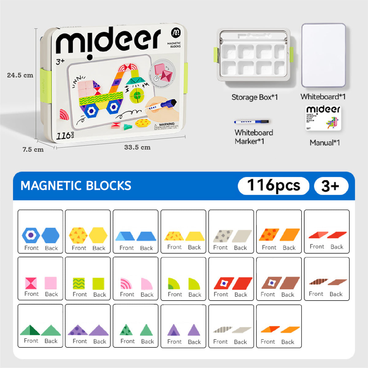 Mideer Magnetic Blocks - 116 Pieces - Marah Kids
