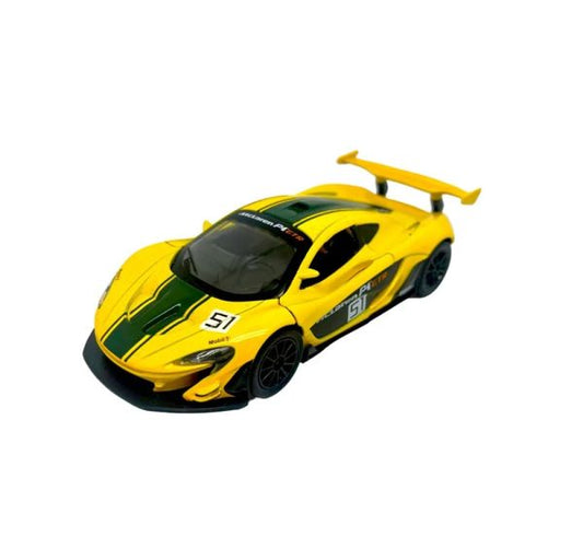 D - power MSZ – McLaren P1™ GTR - Yellow | Die - Cast Replica, Ultimate Collector's Item, Super Cars | Toy Vehicles, Metal Toy Car Model - Pull Back Collection | Size - 1:31, For Kids 3+ - Marah Kids