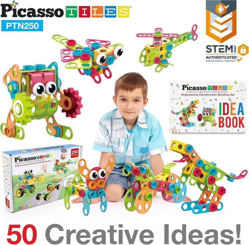 Picasso Magnetic Engineering Construction Building Set with Idea Book 250 - pieces - Marah Kids