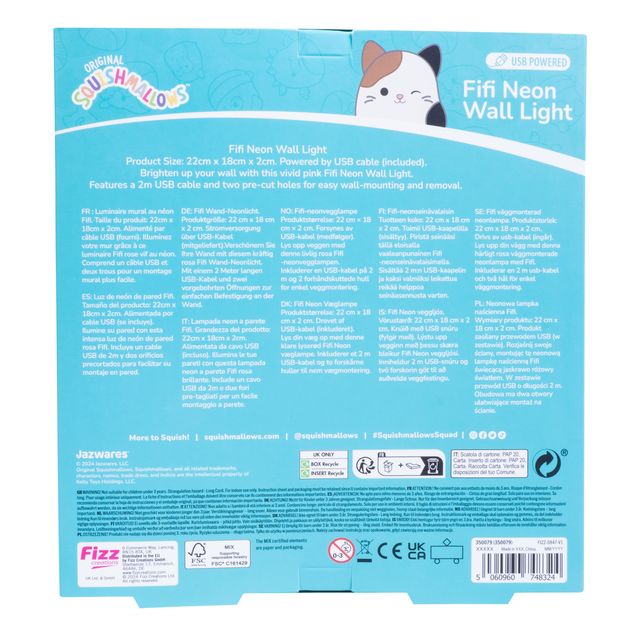Fizz Creation Squishmallows Fifi Neon Wall Light Usb Powered - Marah Kids