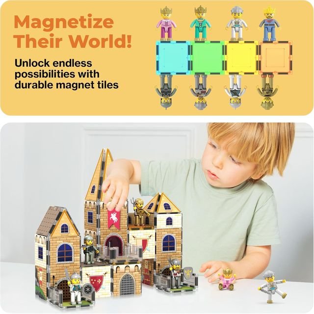 Buy Picasso Magnetic Tiles Medieval Castle Theme 70-pieces Online in ...