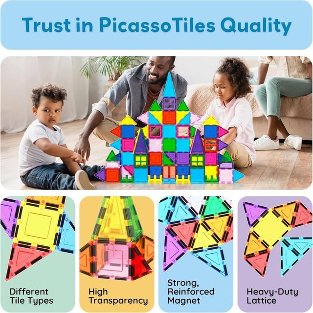 Picasso Magnetic Tiles Car Base with Carry Bag 101pieces - Marah Kids