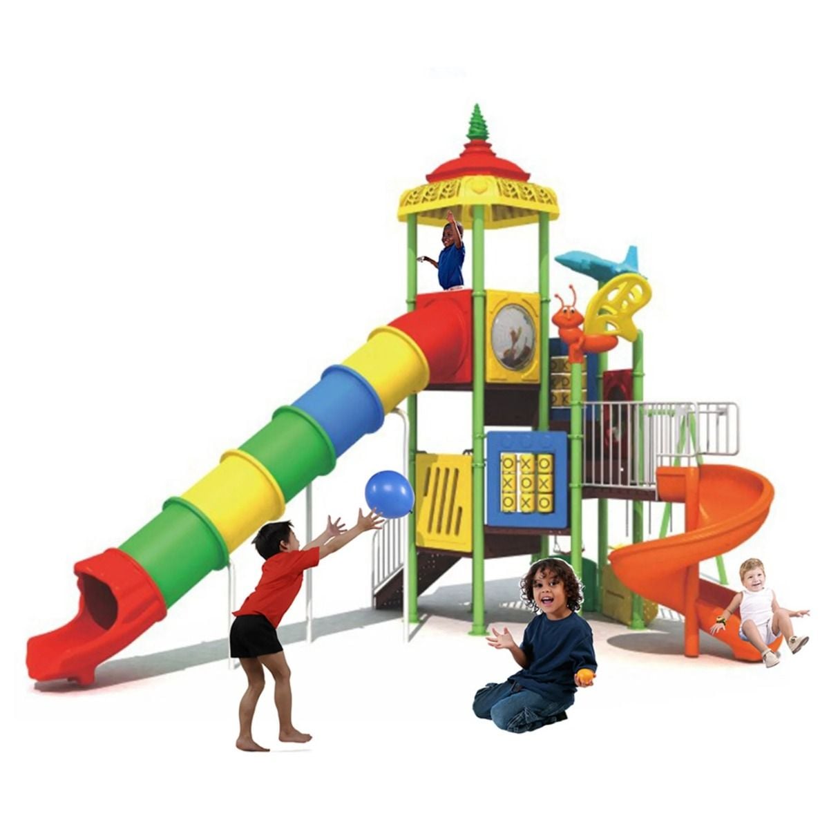 Gambol - Kids Playful Long Tube Slide, Game, 3 Swing Playset - image 2