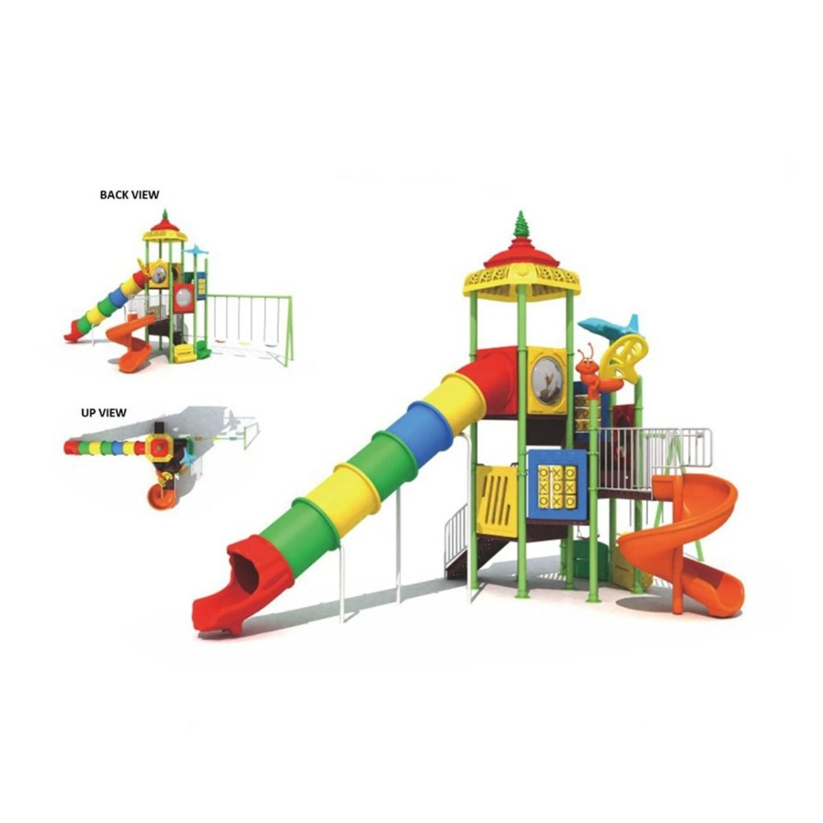 Gambol - Kids Playful Long Tube Slide, Game, 3 Swing Playset - image 3