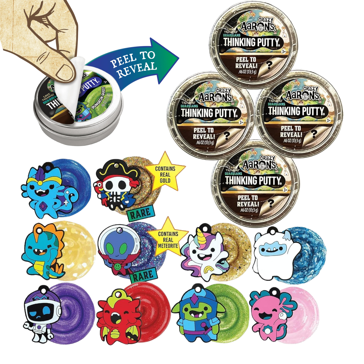 Crazy Aaron's - Lost Treasure Guardians 60 Count Mini Tin Assortment - Marah Kids