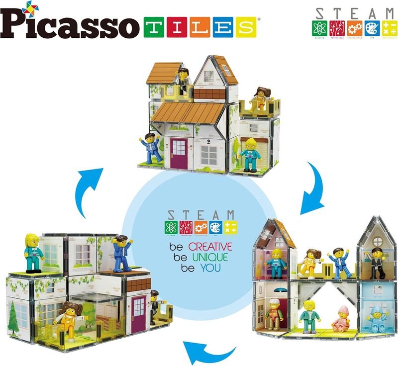 Picasso Magnetic Tiles Homestead Family Theme 65 - pieces - Marah Kids