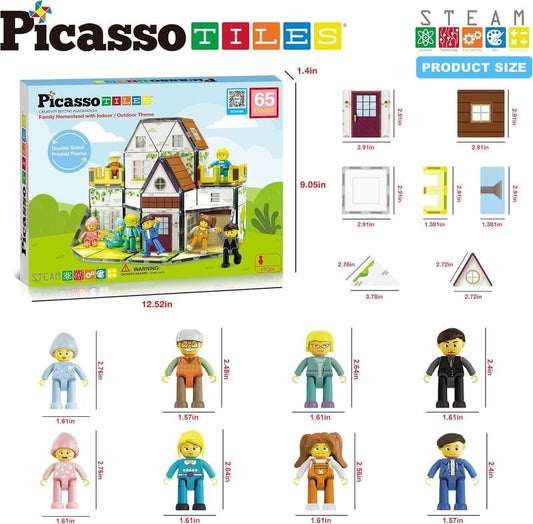 Picasso Magnetic Tiles Homestead Family Theme 65 - pieces - Marah Kids