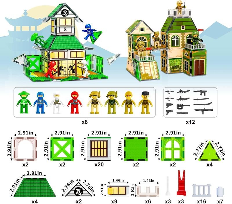 Picasso Magmetic Tiles Ninja Troop Theme 102 - pieces - Marah Kids