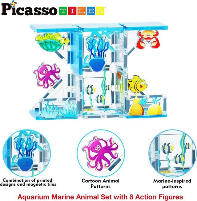 Picasso Magnetic Tiles Aquarium Marine Animal 26 - pieces - Marah Kids