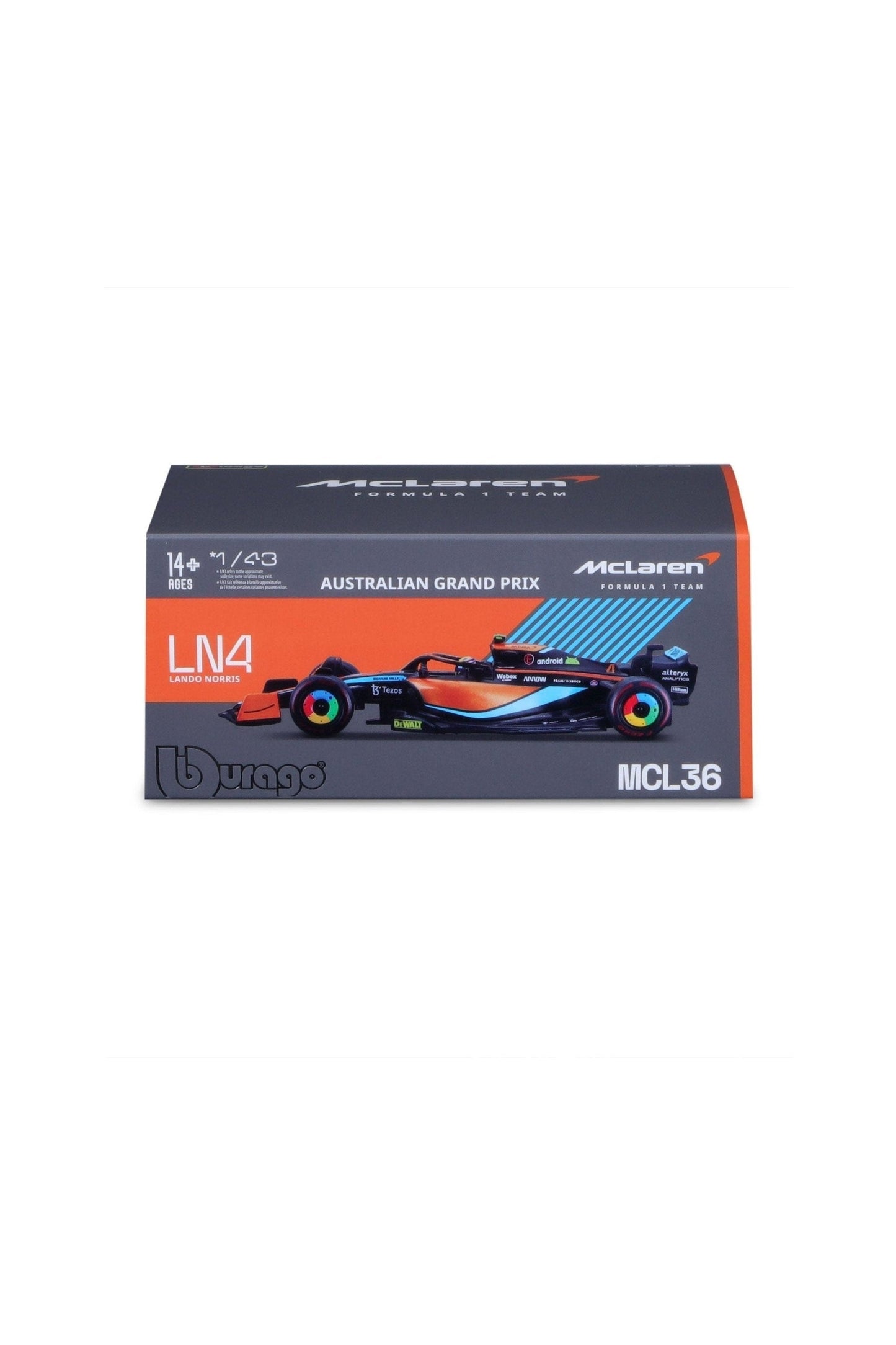 Bburago 1/43 F1  McLaren MCL36 Lando Norris #4 Australian GP 2022
