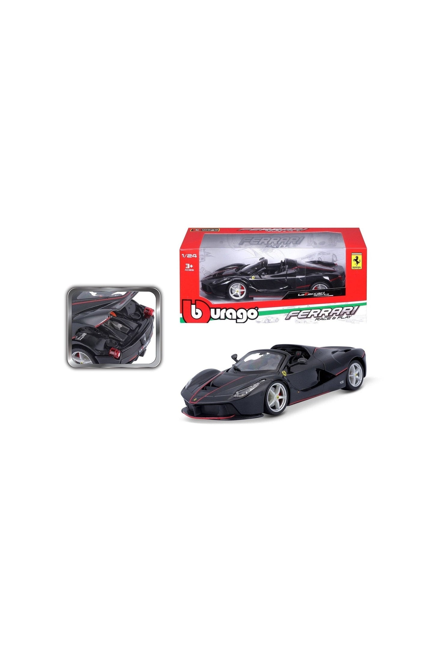 Bburago 1/24 LaFerrari Aperta Nera R &amp; P (بدون حامل)