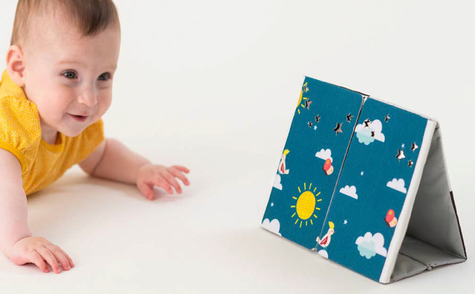 Taf Toys Tummy-Time Baby Mirror Book | High Contrast Sensory Toy, 0M+