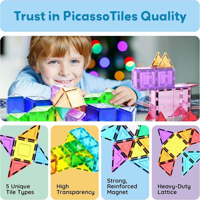 Picasso Magnetic Tiles with Carry Case Travel Bag 101 - pieces - Marah Kids