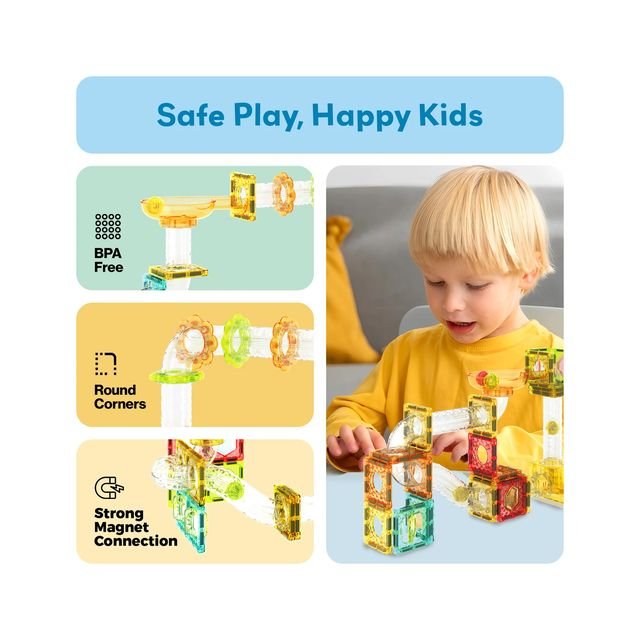 Picasso Magnetic Marble Run with Launcher 80pieces - Marah Kids