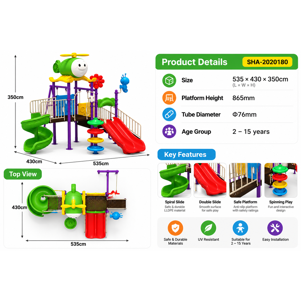 Toyemporium Helicopter Multi-Activity Playground