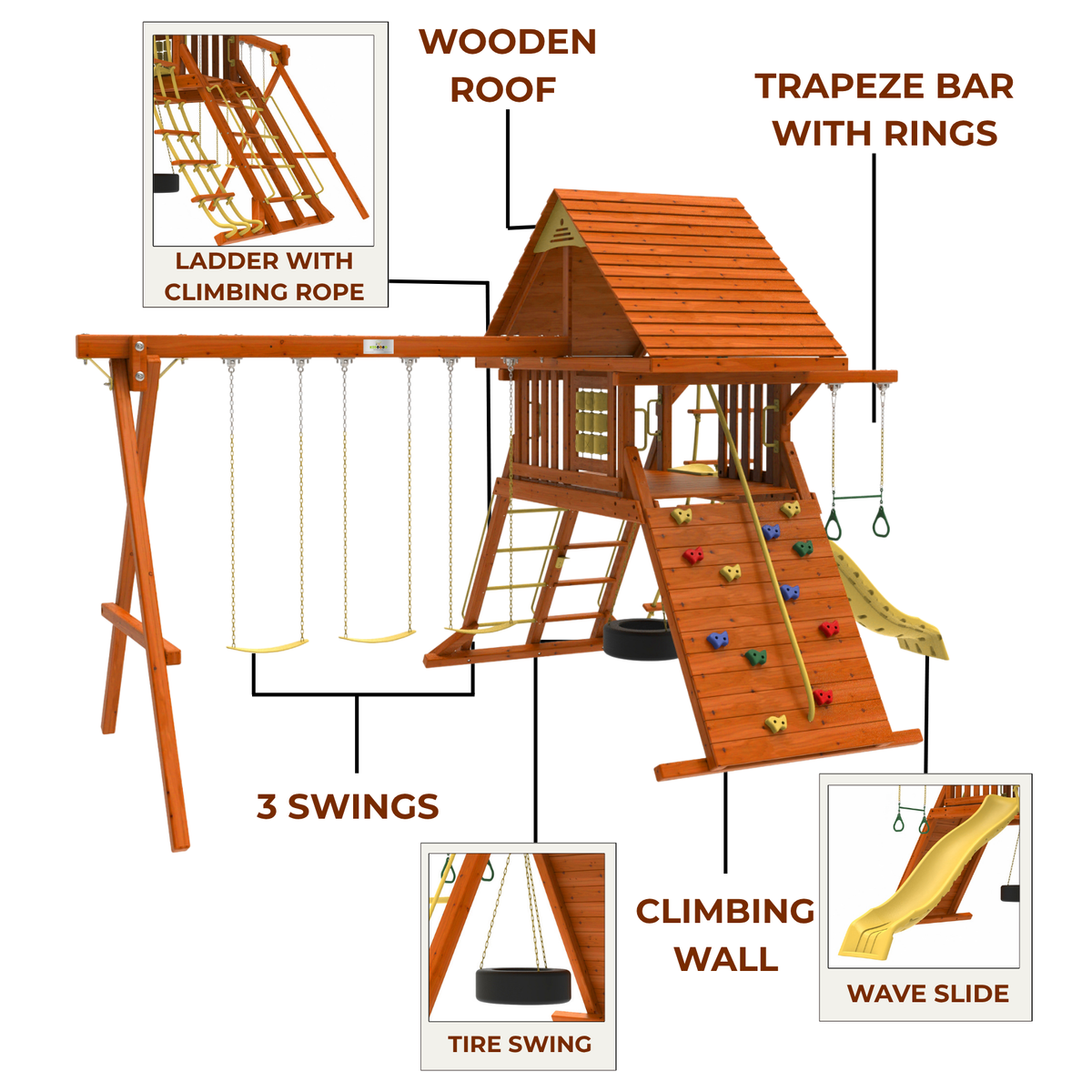 Kiddoro - Discovery Den With Monkey Bars Swing Set - image 8