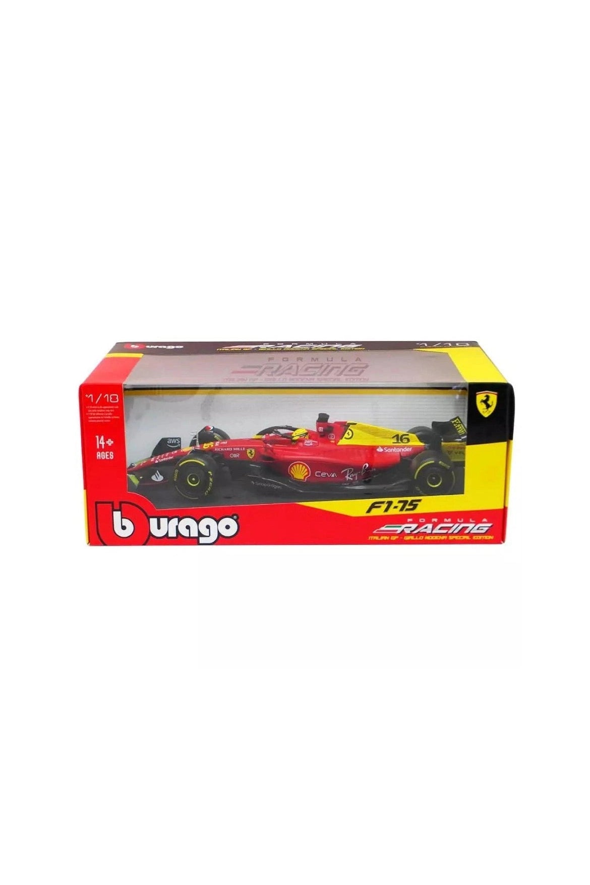 Bburago 1/18 Scale Model - Ferrari F1-75 (2022) Charles Leclerc #16