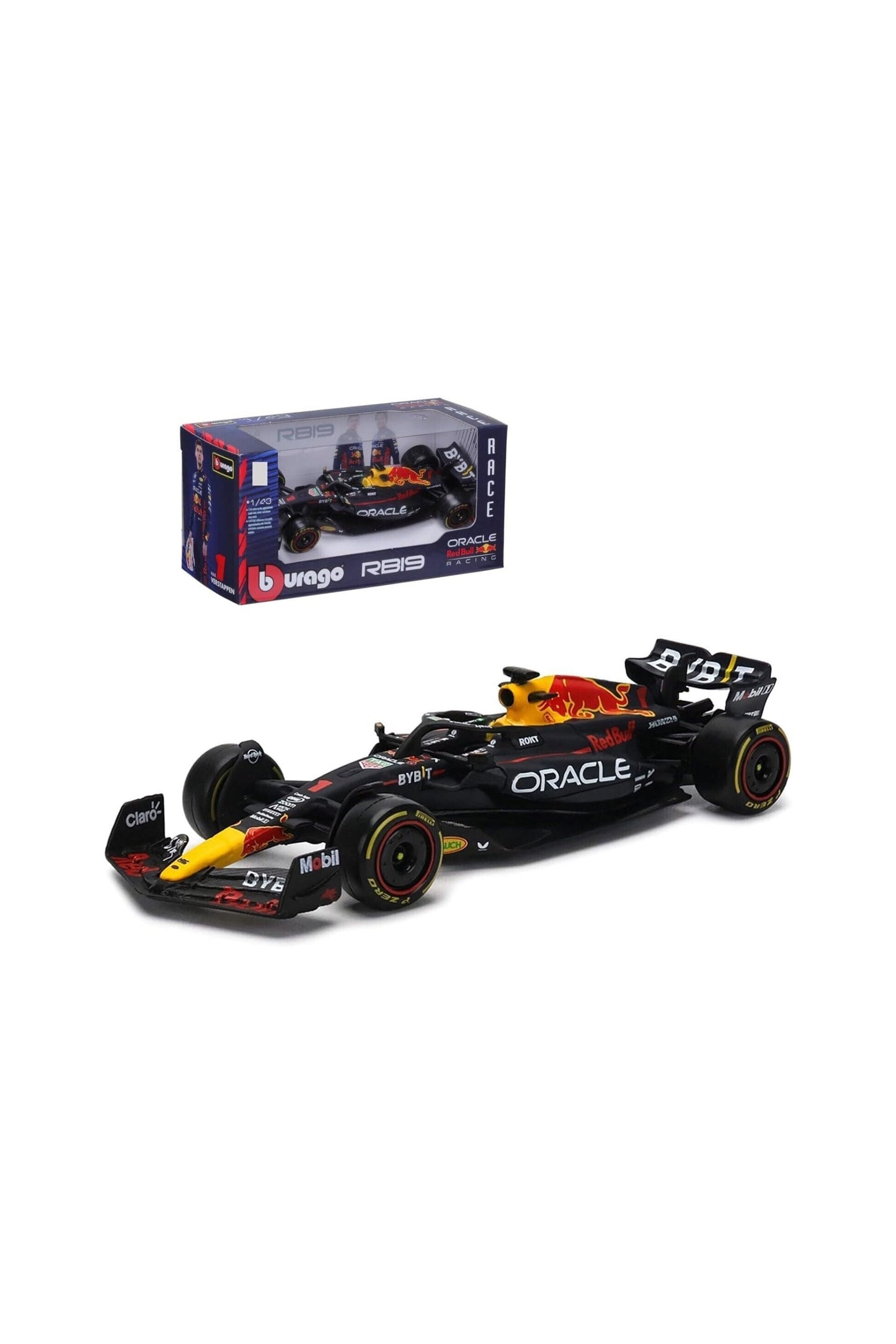سيارة مصبوبة بمقياس رقم 1 من طراز Bburago 18-38082 Red Bull Racing F1 RB19 Max Verstappen #1