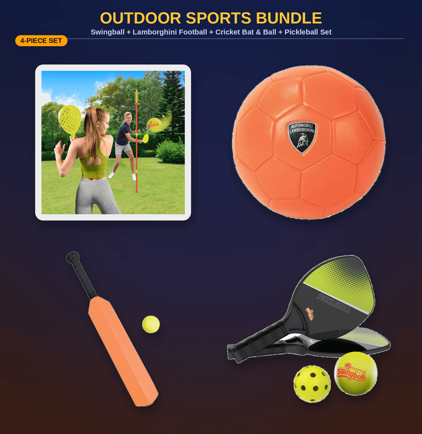 Outdoor Sports Bundle | Swingball, Football & Cricket Set - Marah Kids