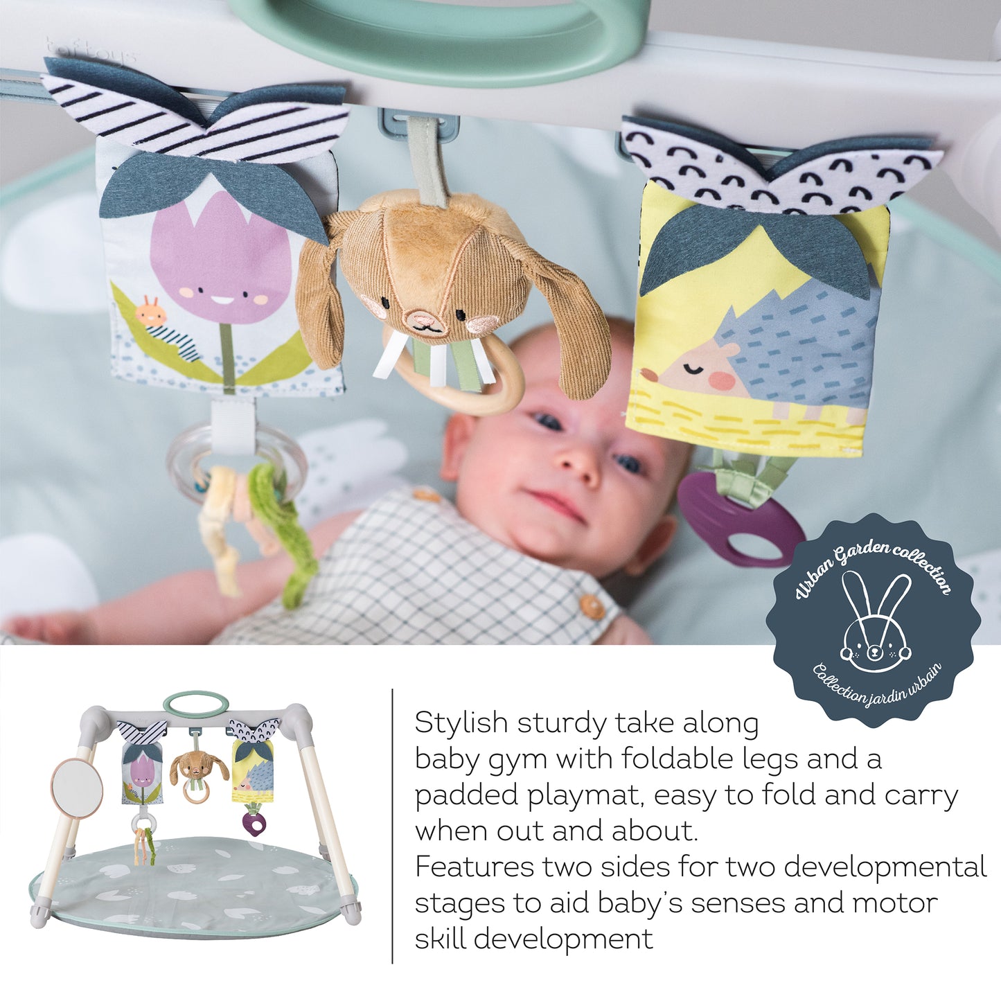 Taf Toys Urban Garden Foldable Gym | Double-Sided Baby Play Gym, 0M+