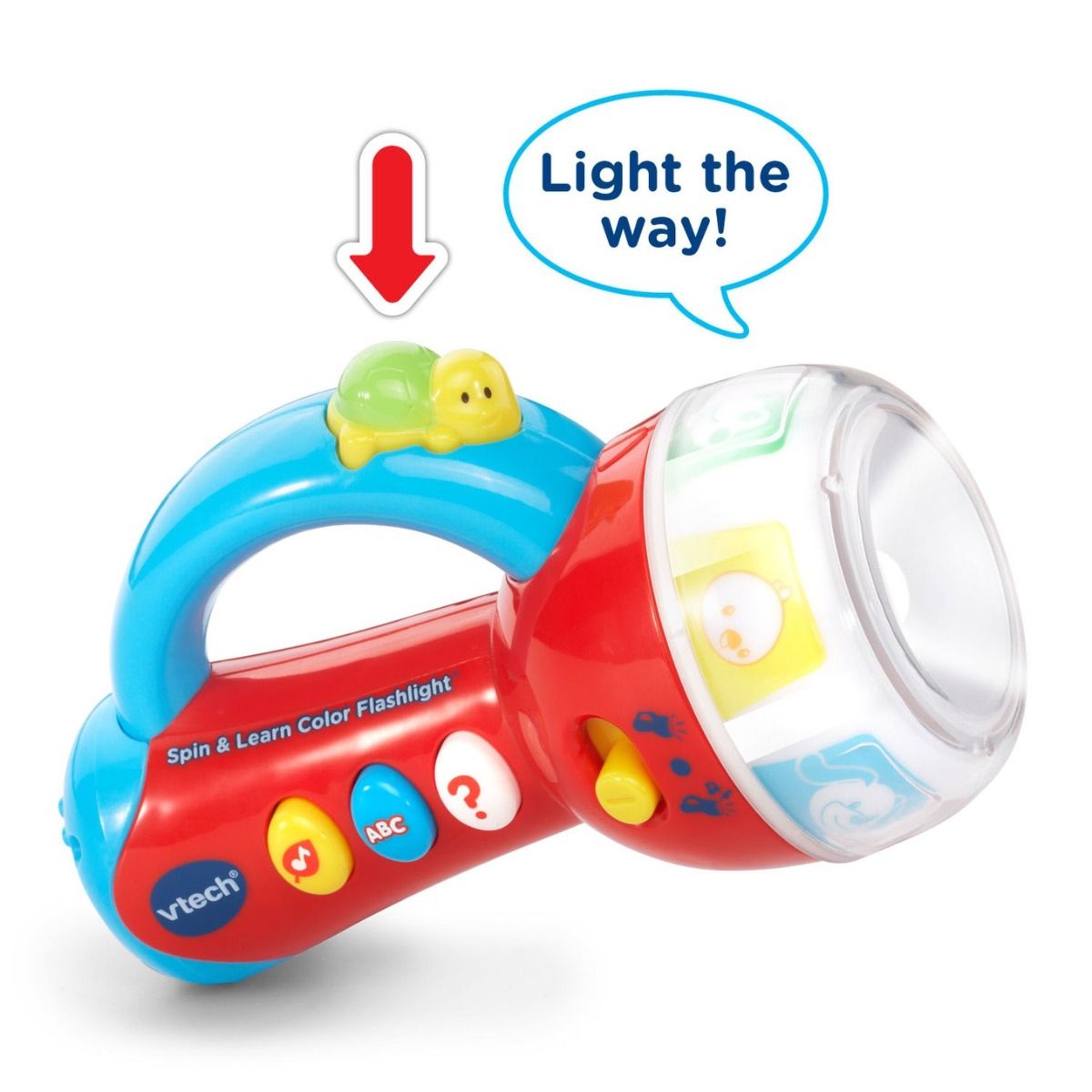 VTech Spin & Learn Color Flashlight Toy with Light - Up Colors, Music & Animal Sounds for Babies - Marah Kids