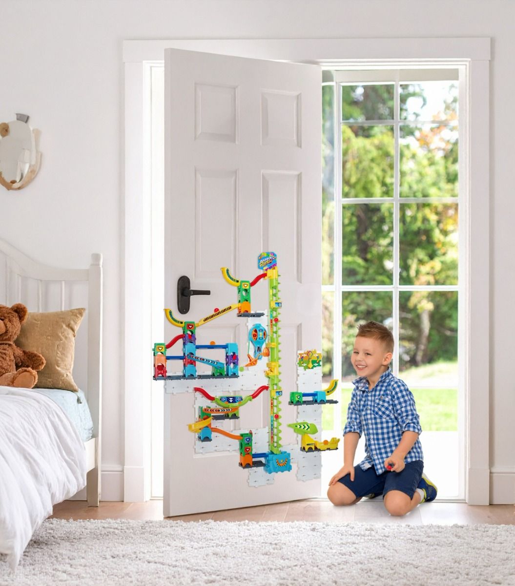 VTech Marble Rush Free Fall Vertical Set with Motorized Lift, 84 Pieces & 10 Marbles - Marah Kids