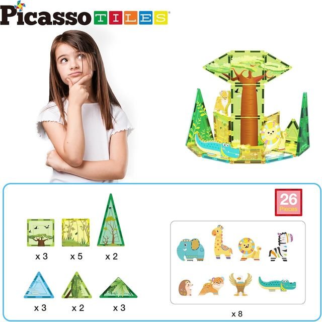 Picasso Magnetic Tiles Safari Set 26 - pieces - Marah Kids