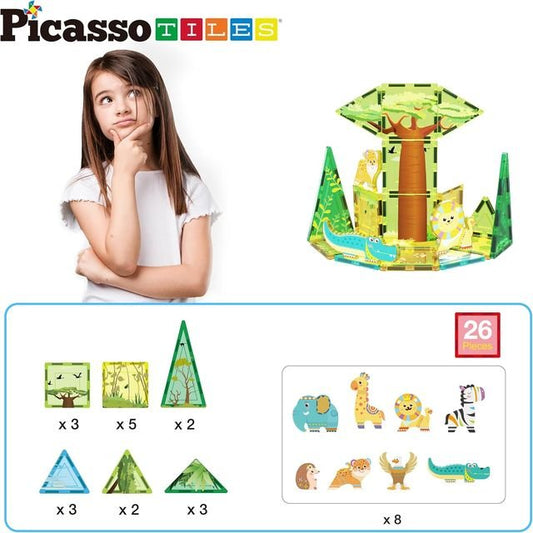 Picasso Magnetic Tiles Safari Set 26 - pieces - Marah Kids
