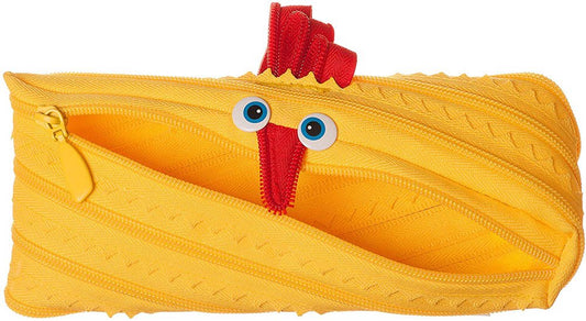 ZIPIT - Animals Pencil Case for Kids, Holds Up to 30 Pens, Machine Washable, Made of One Long Zipper! (Chicken) - Marah Kids