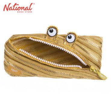 ZIPIT - Monster Pencil Case for Kids, Large Capacity Cute Pencil Pouch, Holds Up to 30 Pens, Made of One Long Zipper (Gold) - Marah Kids