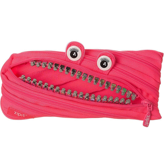 ZIPIT - Monster Pencil Case for Girls, Holds Up to 30 Pens, Machine Washable, Made of One Long Zipper! (Pink) - Marah Kids