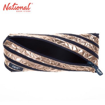 ZIPIT - Metallic Pencil Case for Girls, Holds Up to 30 Pens, Pouch Made of One Long Zipper! (Rose Gold) - Marah Kids