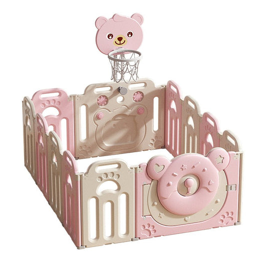 Kids Bear Playpen Pink - w/ Basketball Hoop - 12 pcs - Marah Kids